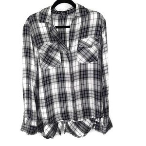 Sam‎ Edelman Roll Tab Sleeve Plaid Black White M
